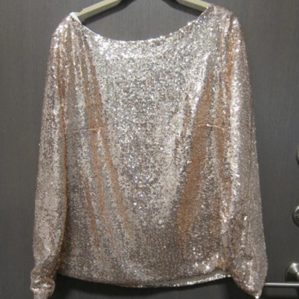 Rose Gold Sequin Long Sleeved Top